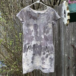 S Eco Print Dress Leaves Natural Dye Woodland Wicca Nature Goddess Pockets
